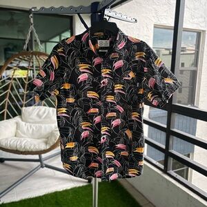 Tropical Print Black Shirt